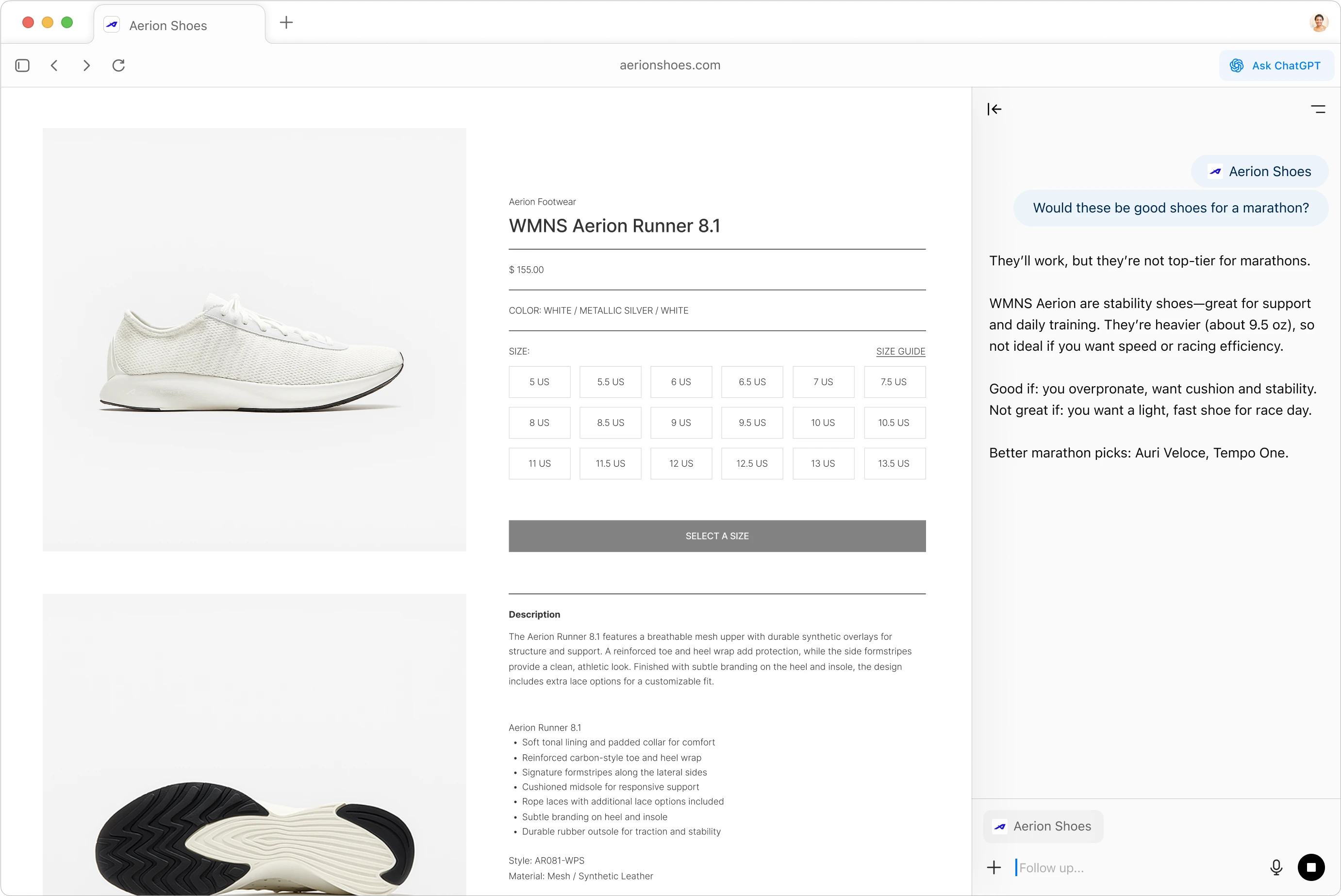 Side chat running in browser